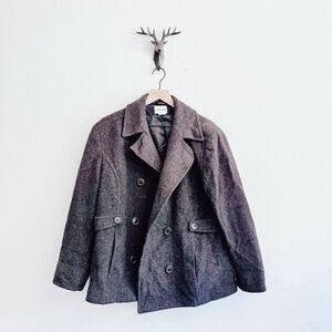 St. John's Bay Women's Gray Wool Cashmere Blend Pea Coat Size XL